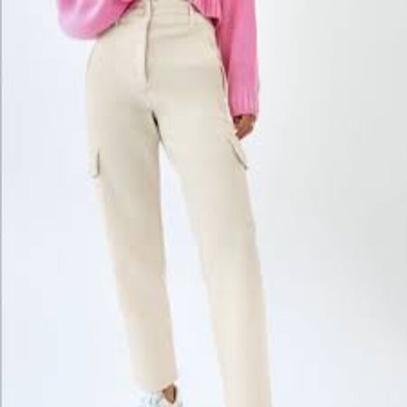 NWT Aritzia Wilfred Free Modern Cargo Pant High-waisted  pants Beige Size 10 - Picture 1 of 10